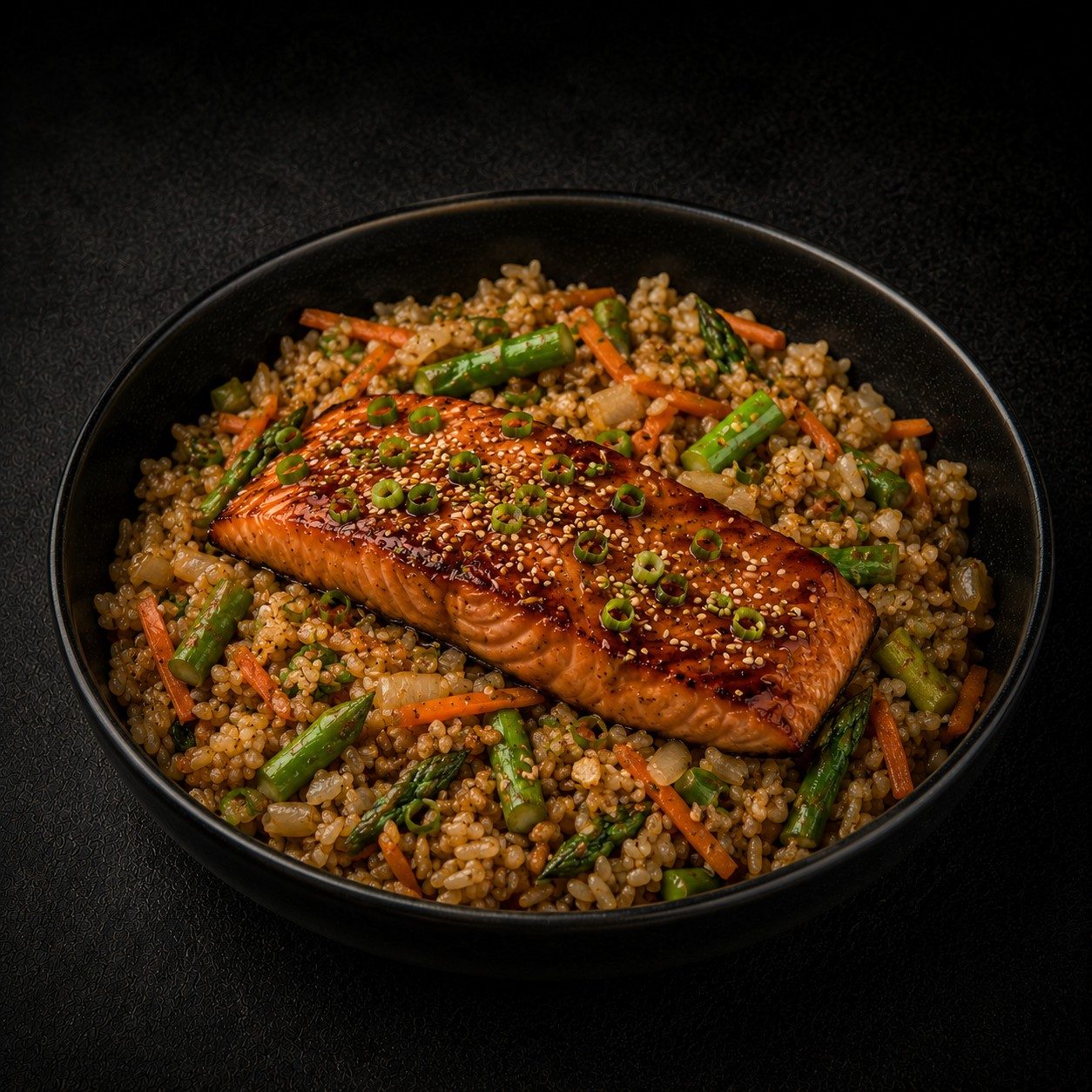 Grilled Salmon Teriyaki Bowl.