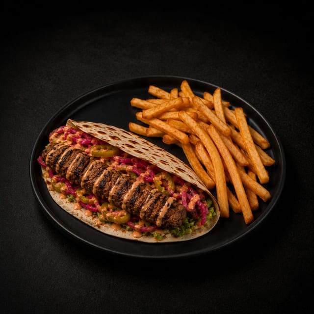 Wagyu Kabob Sandwich.